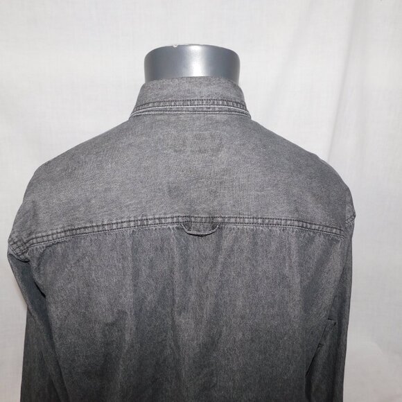 Dakota Workpro Series Mens L Black Collard  Denim Pearl Snap Closure Shirt - Picture 12 of 14